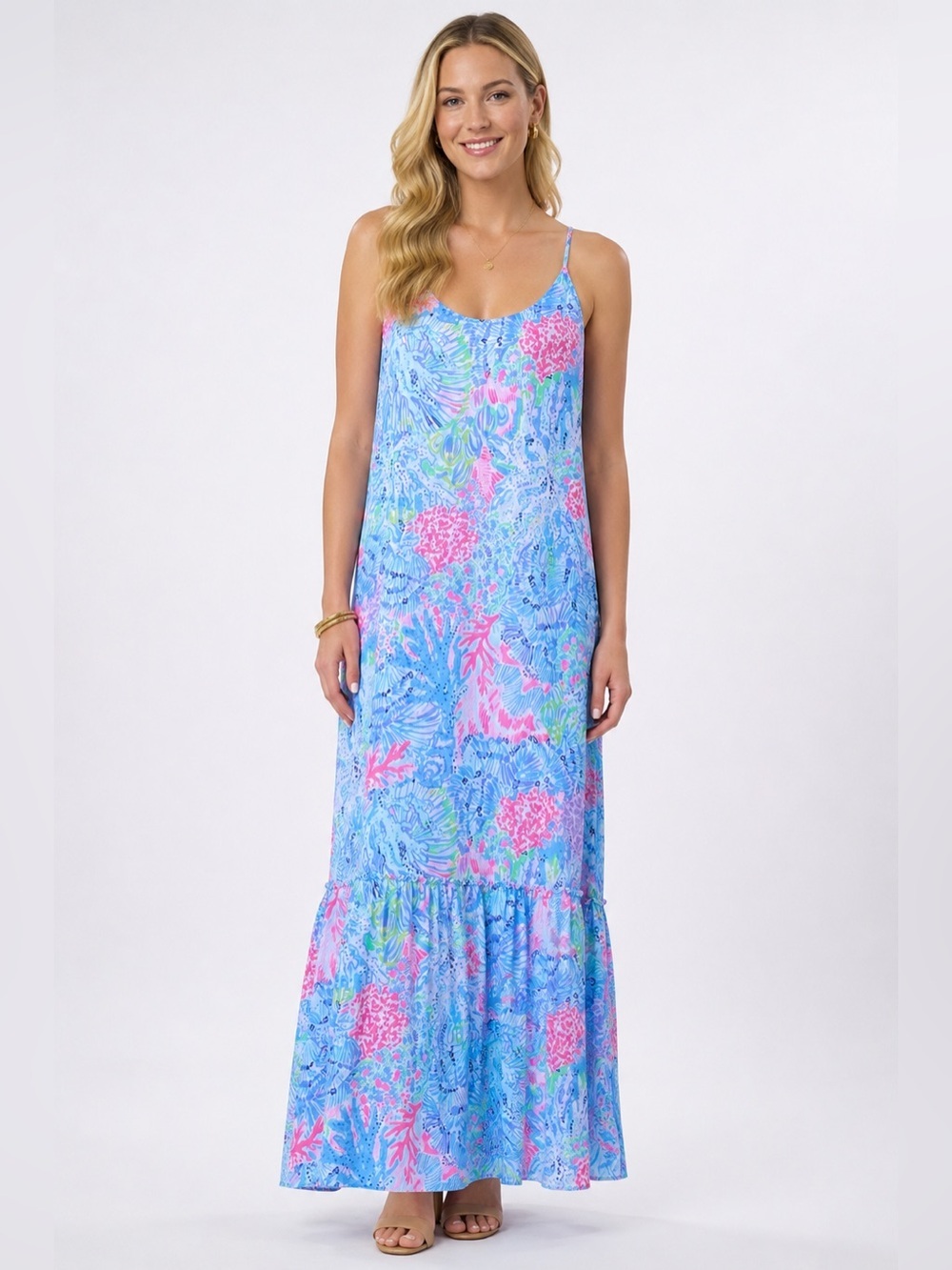 Lilly Pulitzer Winni Sleeveless Coral Print Maxi Dress